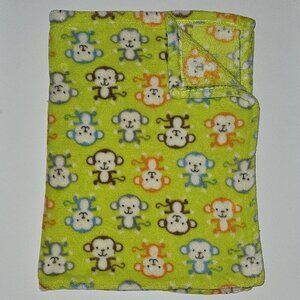 Baby Gear Green Monkey Fleece Baby Blanket 30x40 Orange Blue Brown Gray